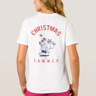 7おもしろい月のサンタ Tシャツ