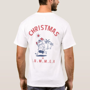 7おもしろい月のサンタ Tシャツ