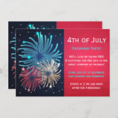 7かわいらし月4日花火パーティの招待状 招待状 (正面/裏面)