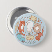 7つのかわいい猫ちゃん-取り除いて下さい! 缶バッジ (正面&裏面)