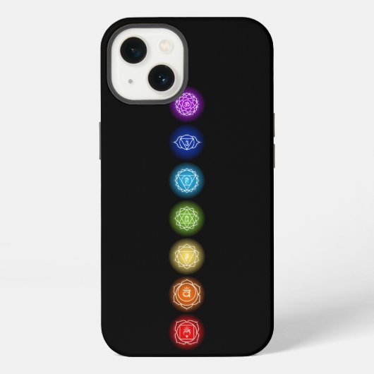 7つのチャクラシンボル|黒 iPhoneケース (裏面)