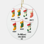 7つのパーソナライズされた名前をカスタムするで家族のクリスマス セラミックオーナメント (左)