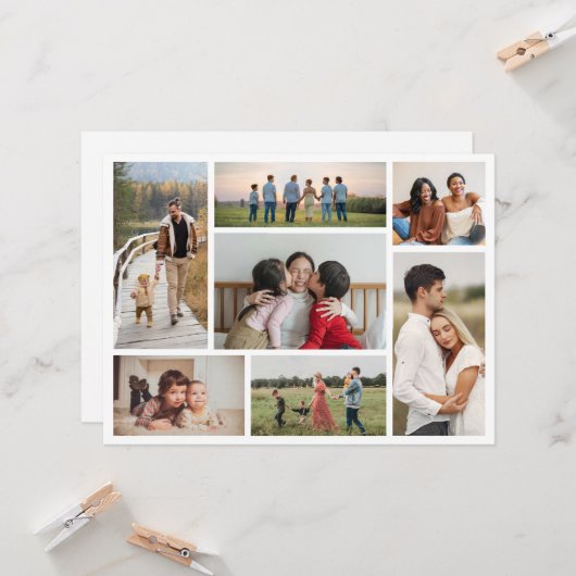 7つのフォトコラージュの挨拶を作成する カード (正面/裏面インサイチュ)