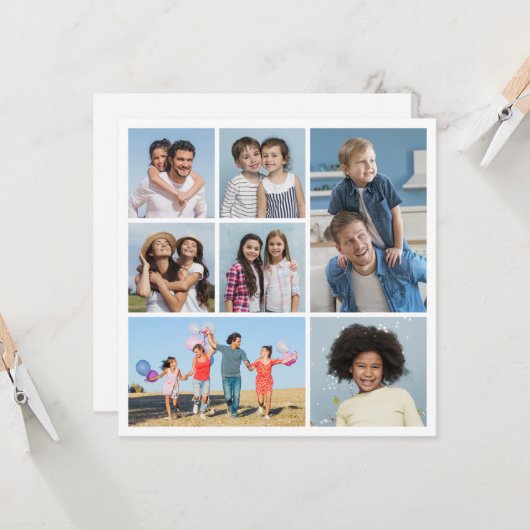 7つのフォトコラージュの挨拶を作成する カード (正面/裏面インサイチュ)