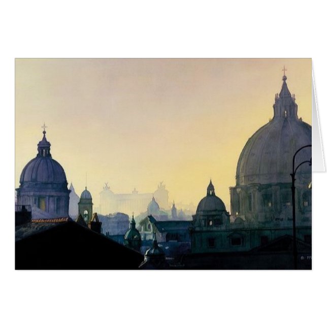 "7つの丘"の都市景観の水彩画 (正面横)