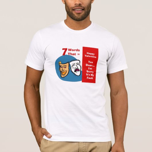 7つの幸せなバレンタインの言葉 Tシャツ (正面)
