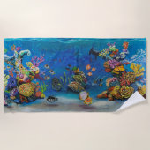 7つの海の珊瑚礁のビーチタオル ビーチタオル (正面)