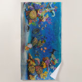 7つの海の珊瑚礁のビーチタオル ビーチタオル (正面)