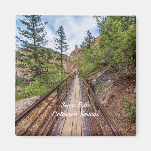 7つの秋歩道橋の正方形マグネット マグネット (正面)