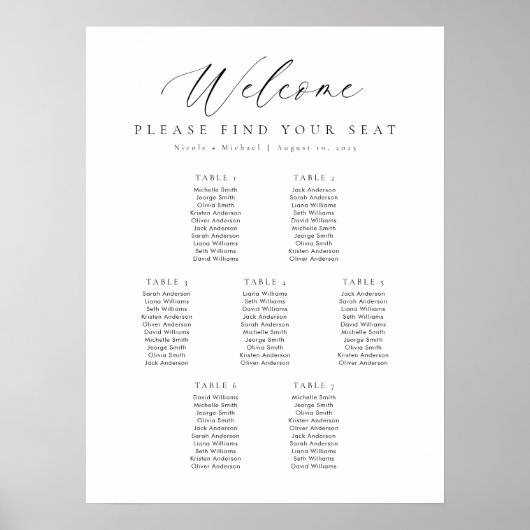 7つの表(ウェルカムシーティングチャート) ポスター (正面)