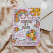 7はVibe Groovy 70sフラワーパワー誕生日 招待状
