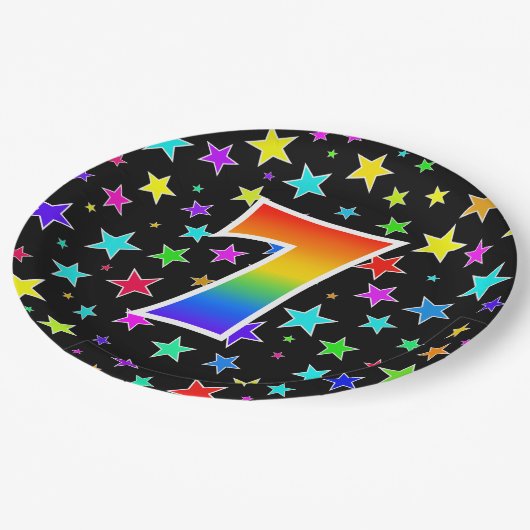 7イベント:はっきりした、おもしろいカラフル、虹7 ペーパープレート (アングル)