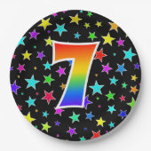 7イベント:はっきりした、おもしろいカラフル、虹7 ペーパープレート (正面)