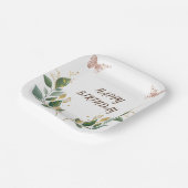 7インチスクエア フローラル ハッピー バースデー ペーパー プレート (傾斜あり)