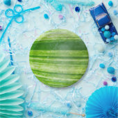 7インチナチュラルリーフデザインイン濃緑色 ペーパープレート (パーティー)