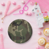 7インチラウンド紙プレートウッドランド迷彩柄 ペーパープレート (パーティー)