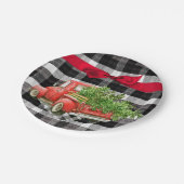 7インチラウンド紙プレートクリスマストラックバッファロープレイドブラック ペーパープレート (アングル)