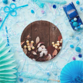 7インチラウンド紙プレートコットンブランチオンダークウッドセント ペーパープレート (パーティー)