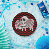 7インチラウンド紙プレートスカルバラゴシックChevron赤 ペーパープレート (パーティー)