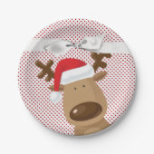 7インチラウンド紙プレートトナカイクリスマスポルカ ペーパープレート (正面)