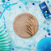 7インチ丸型紙プレート小麦オンバーラップサックカントリー ペーパープレート (パーティー)