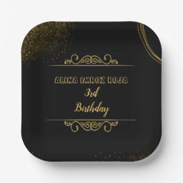 7インチ正方形フローラ誕生日パーティー紙プレート。 ペーパープレート