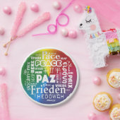 7インチ紙プレート平和言語 ペーパープレート (パーティー)