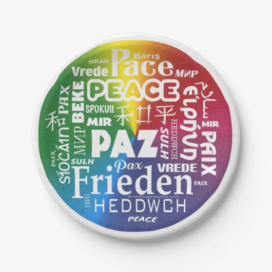 7インチ紙プレート平和言語 ペーパープレート (正面)