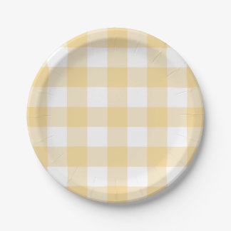 7インチ紙プレートin buttercup yellow gingham ペーパープレート
