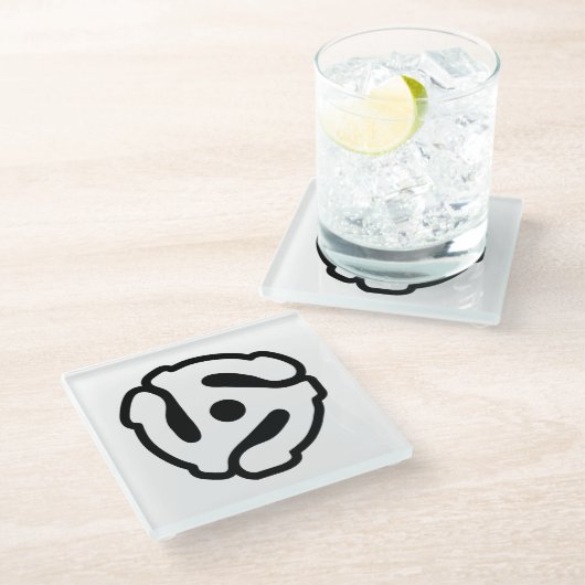 7インチ45 rpmビニルアダプタ挿入スピンドルスパイダー ガラスコースター (アングル)