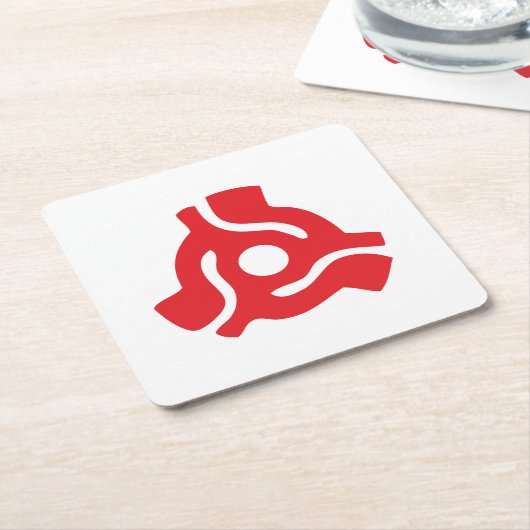 7インチ45 rpmビニルアダプタ挿入スピンドルスパイダー スクエアペーパーコースター (アングル)