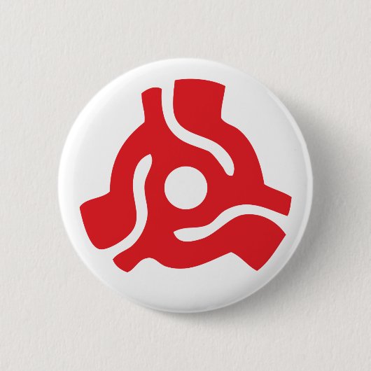 7インチ45 rpmビニルアダプタ挿入スピンドルスパイダー 缶バッジ (正面)