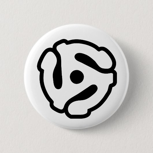 7インチ45 rpmビニルアダプタ挿入スピンドルスパイダー 缶バッジ (正面)