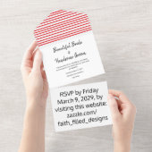 7エレガントモダン月の第4結婚日 オールインワン招待状 (貼ってはがせる)