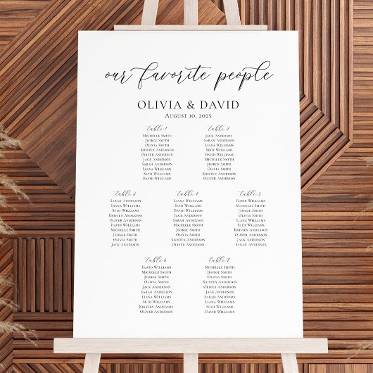 7エレガント台私たちの人お気に入りの席チャート ポスター