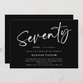 7エレガント白黒70誕生日 招待状 (正面/裏面)
