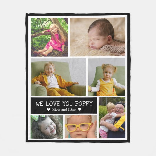 7カスタムフォトコラージュウェラブユーポピー フリースブランケット (正面)