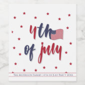 7カスタム月4日愛国米国国旗のパーティー ワインラベル (シングルラベル)