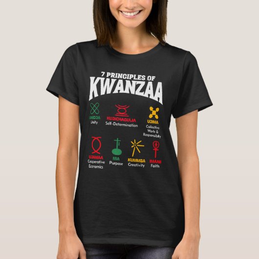 7クワンザアフリカ系アメリカ人プライド人の原則 Tシャツ (正面)