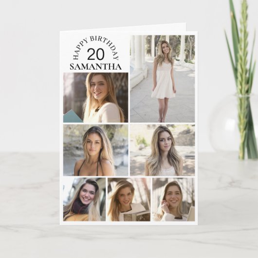 7コラージュ |任意の年齢の誕生日カード カード (正面)