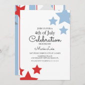 7シンプル月の愛国的な4thスターのストライプイベント 招待状 (正面/裏面)
