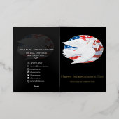 7シンプル月企業の米国国旗のミニマリスト4 箔グリーティングカード (外側レイダウン)