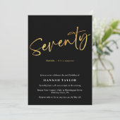 7シンプル誕生日黒エレガント金ゴールド70 招待状 (スタンド正面)