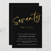 7シンプル誕生日黒エレガント金ゴールド70 招待状 (正面/裏面)