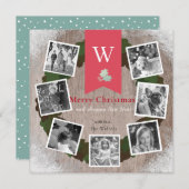 7スクエアフォトコラージュリースウッドホリデーカード シーズンカード (正面/裏面)