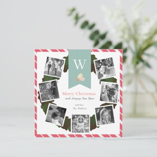 7スクエアフォトコラージュリースホリデーカード シーズンカード (スタンド正面)