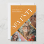 7スタイリッシュモダン人 | 70誕生日3写真 招待状 (正面)