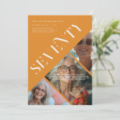 7スタイリッシュモダン人 | 70誕生日3写真 招待状 (スタンド正面)