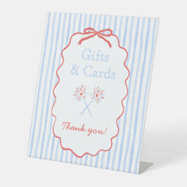 7ストライプの月4日ギフト・カードの看板 台座サイン