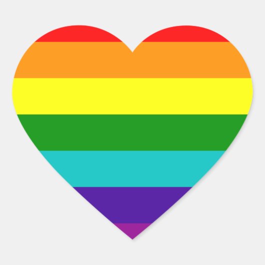 7ストライプレインボーゲイプライド国旗のステッカー ハートシール (正面)